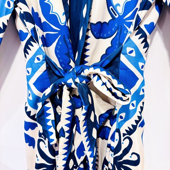 FARM RIO Long-Sleeve Blue & Cream Blazer Dress - Picture 10 of 13